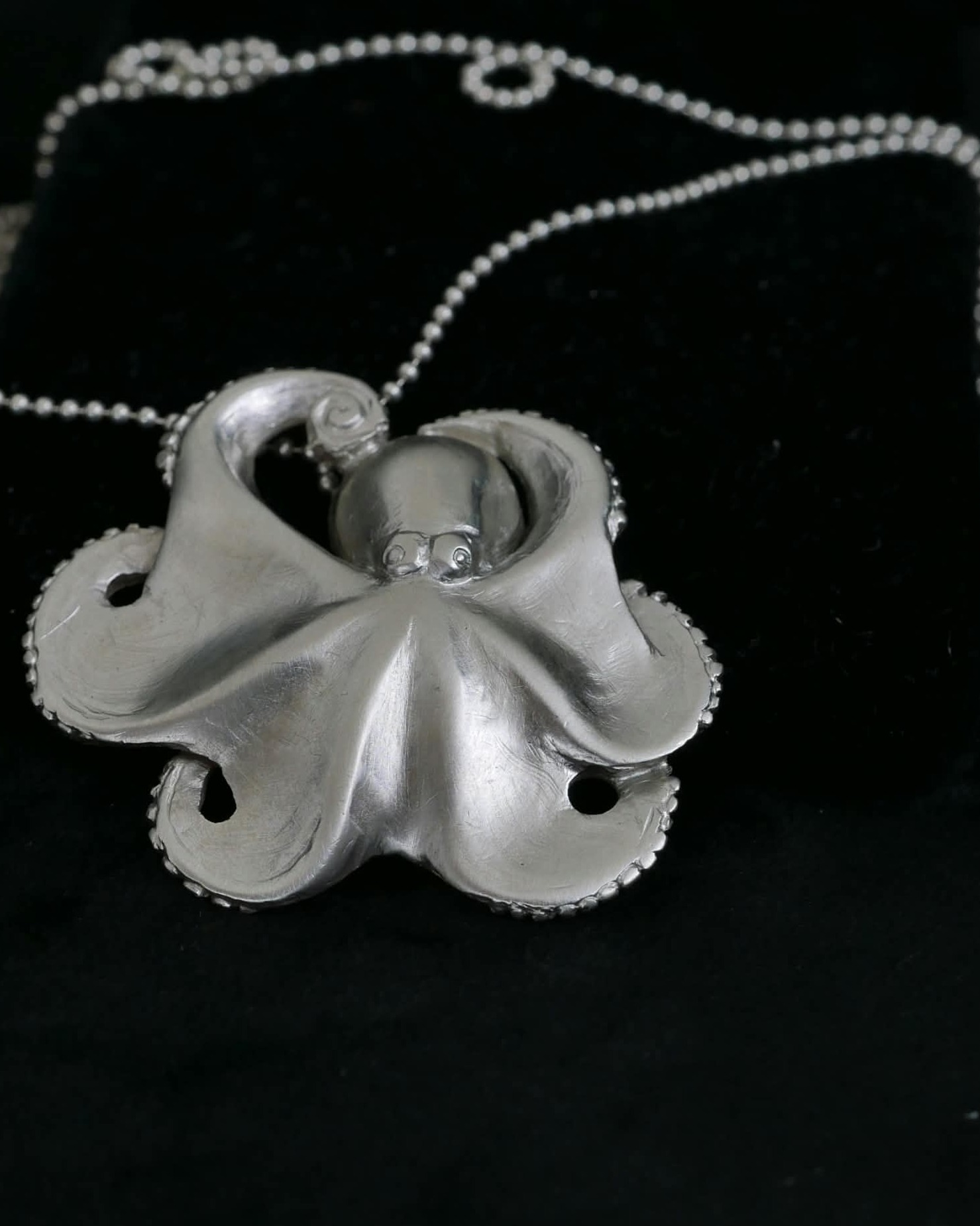 Polpo Medaglione, collana in argento 925